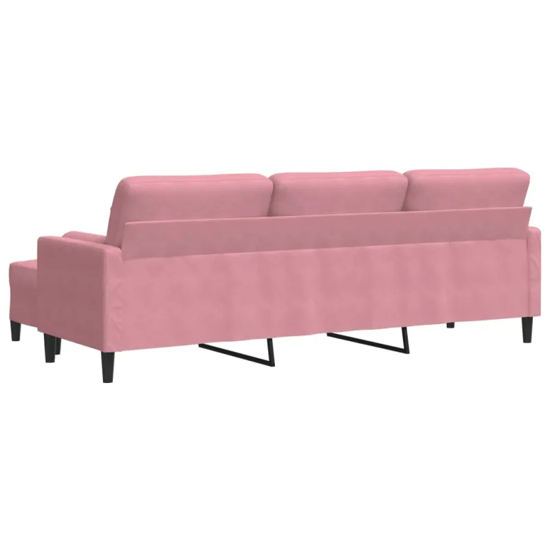 Trivietė sofa su pakoja, rožinės spalvos, 210cm, aksomas