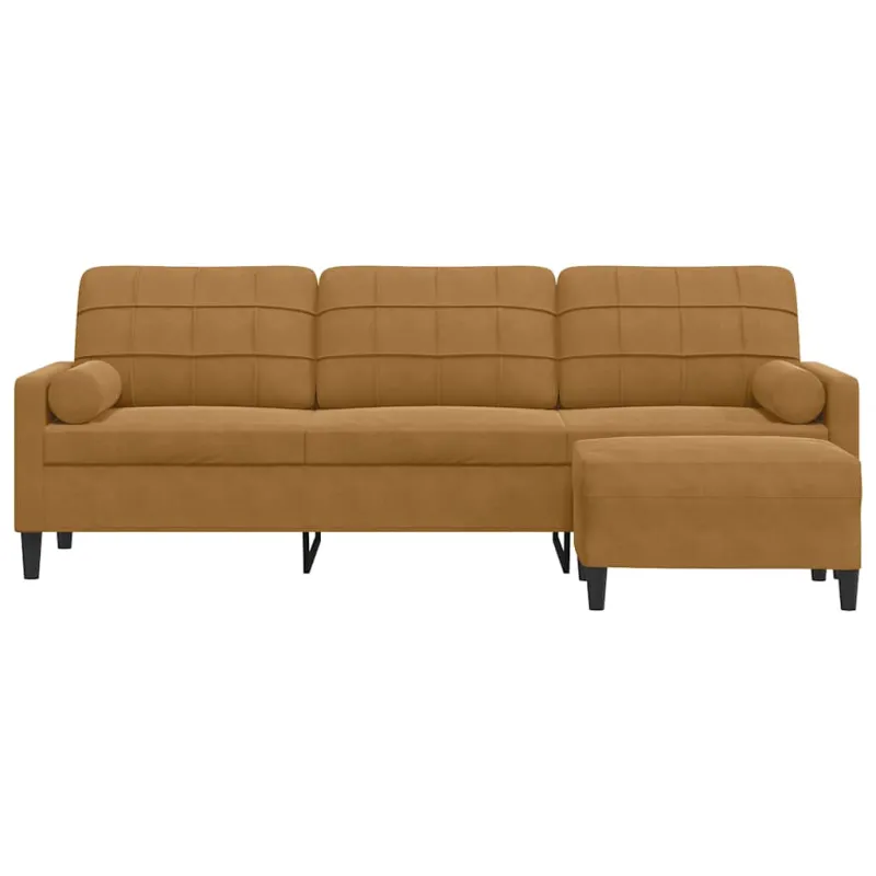 Trivietė sofa su pakoja, rudos spalvos, 210cm, aksomas