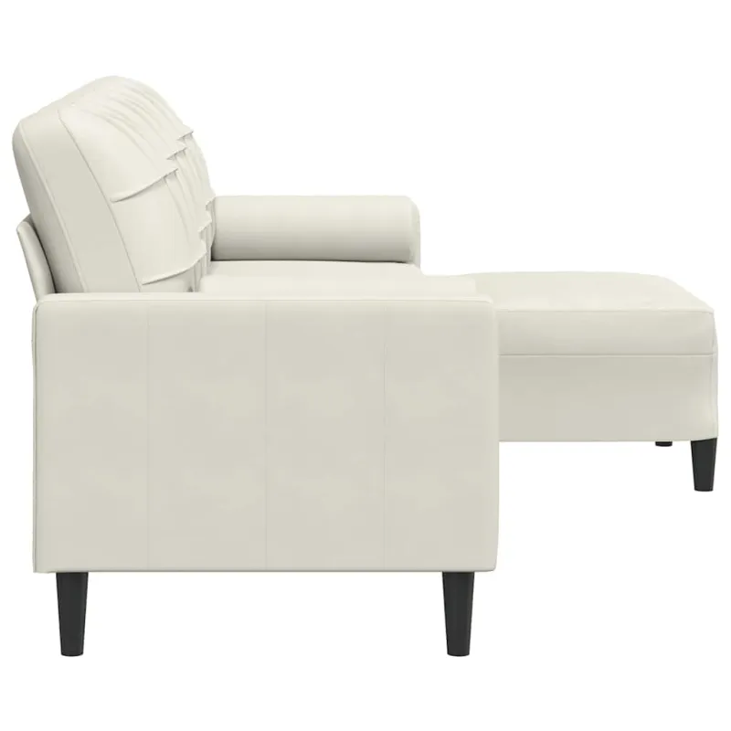 Trivietė sofa su pakoja, kreminės spalvos, 210cm, aksomas