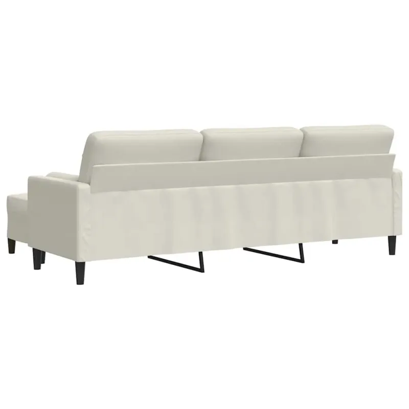 Trivietė sofa su pakoja, kreminės spalvos, 210cm, aksomas