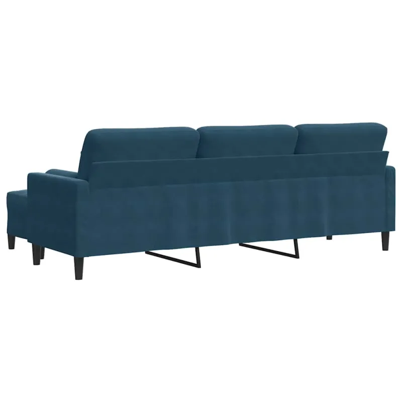 Trivietė sofa su pakoja, mėlynos spalvos, 210cm, aksomas
