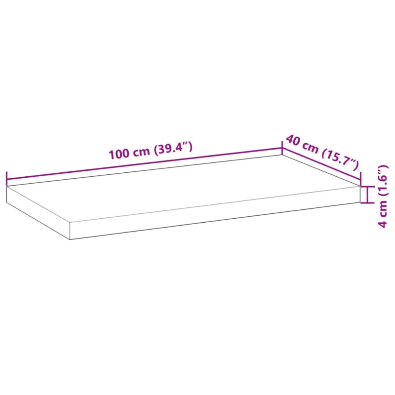 Pakabinamos lentynos, 3vnt., 100x40x4cm, neapdorota akacija