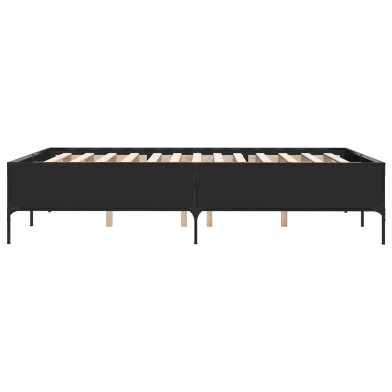 Lovos rėmas, juodas, 135x190cm, apdirbta mediena ir metalas