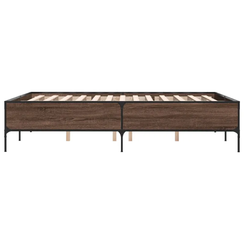 Lovos rėmas, rudas ąžuolo, 135x190cm, apdirbta mediena/metalas