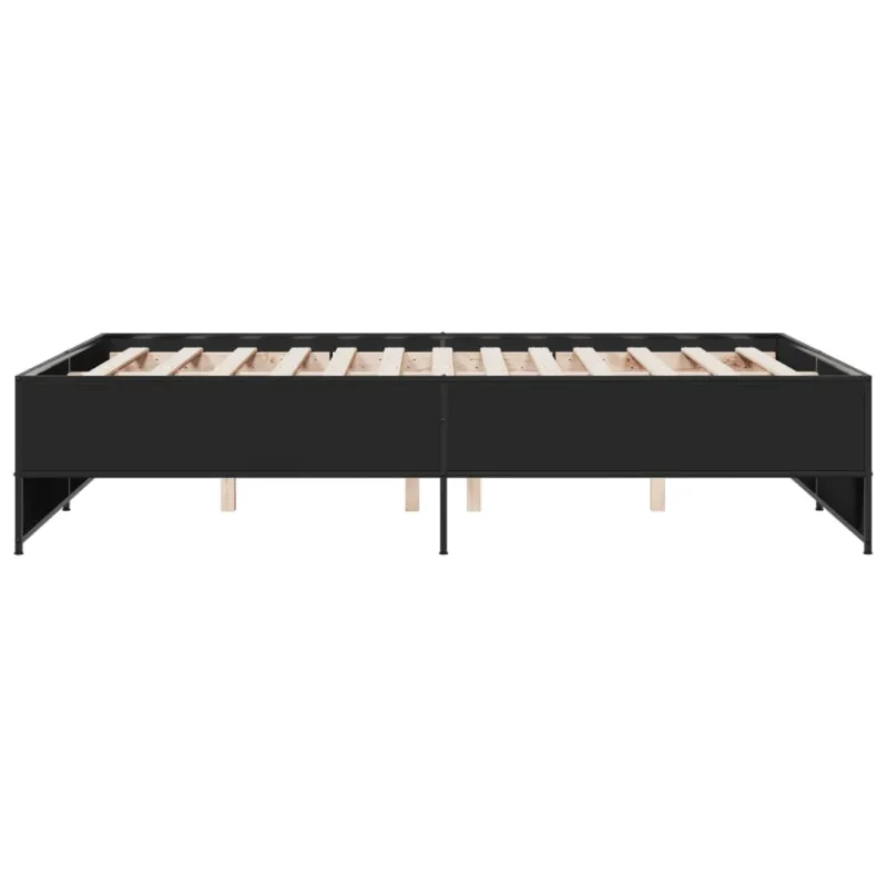Lovos rėmas, juodas, 135x190cm, apdirbta mediena ir metalas