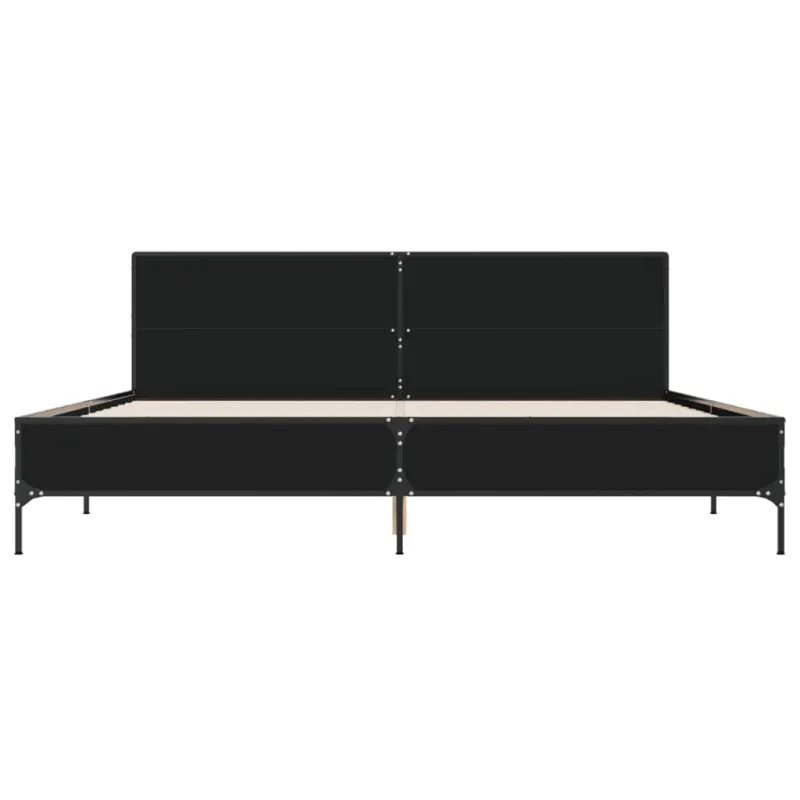 Lovos rėmas, juodas, 200x200cm, apdirbta mediena ir metalas