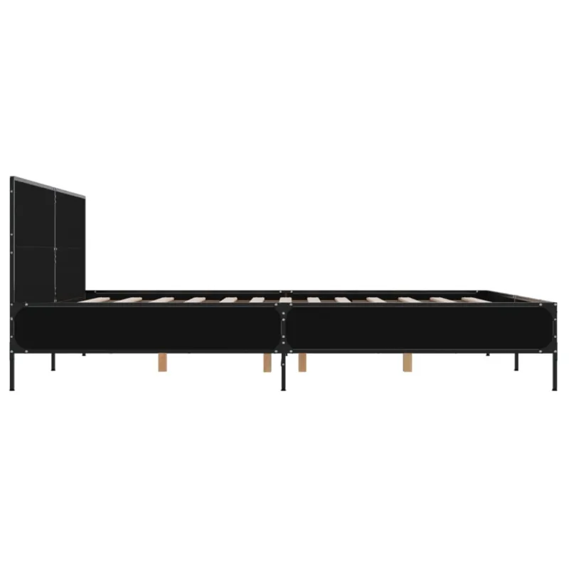 Lovos rėmas, juodas, 200x200cm, apdirbta mediena ir metalas