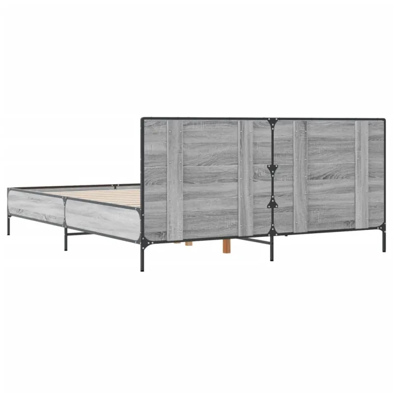 Lovos rėmas, pilkas ąžuolo, 120x190cm, apdirbta mediena/metalas