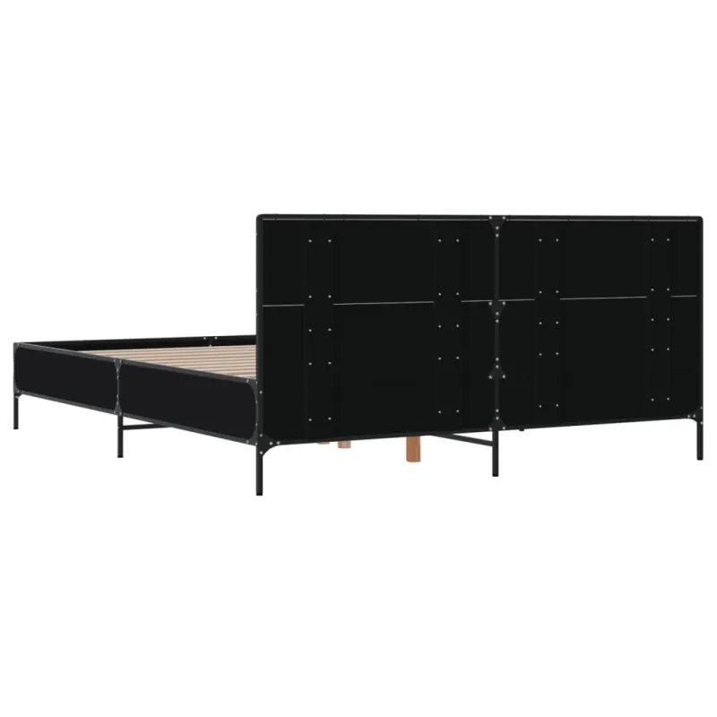 Lovos rėmas, juodas, 140x190cm, apdirbta mediena ir metalas