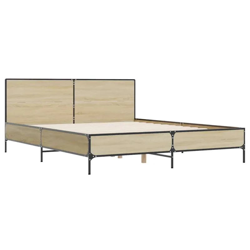 Lovos rėmas, ąžuolo, 140x190cm, apdirbta mediena ir metalas