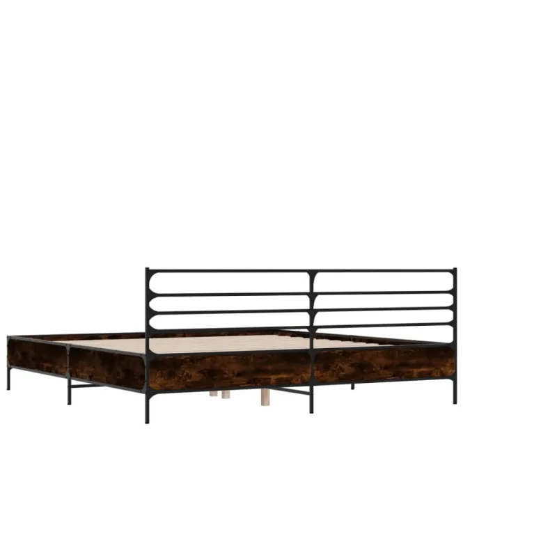 Lovos rėmas, rudas ąžuolo, 135x190cm, apdirbta mediena/metalas