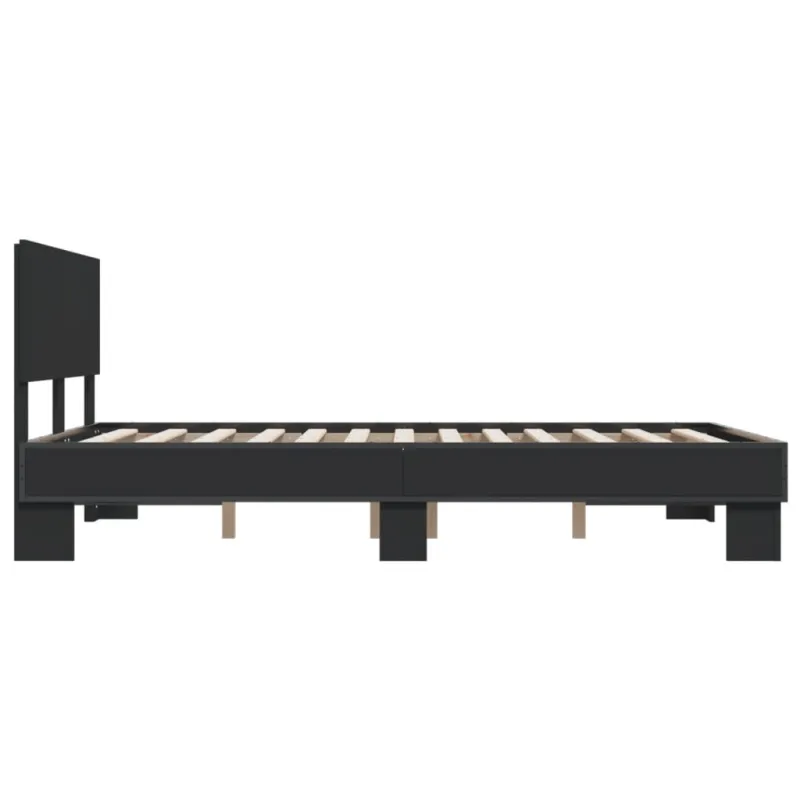 Lovos rėmas, juodas, 140x190cm, apdirbta mediena ir metalas