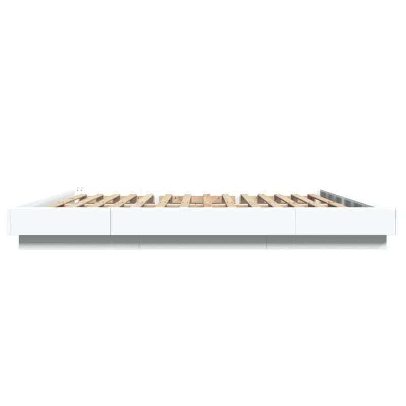 Lovos rėmas su LED, baltas, 200x200cm, apdirbta mediena