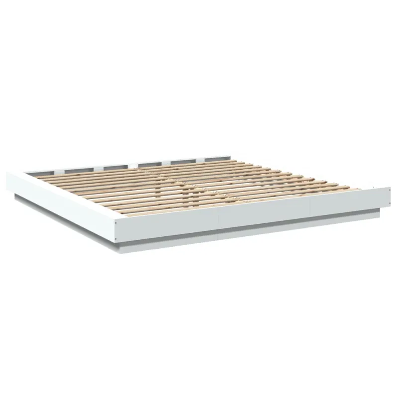 Lovos rėmas su LED, baltas, 200x200cm, apdirbta mediena