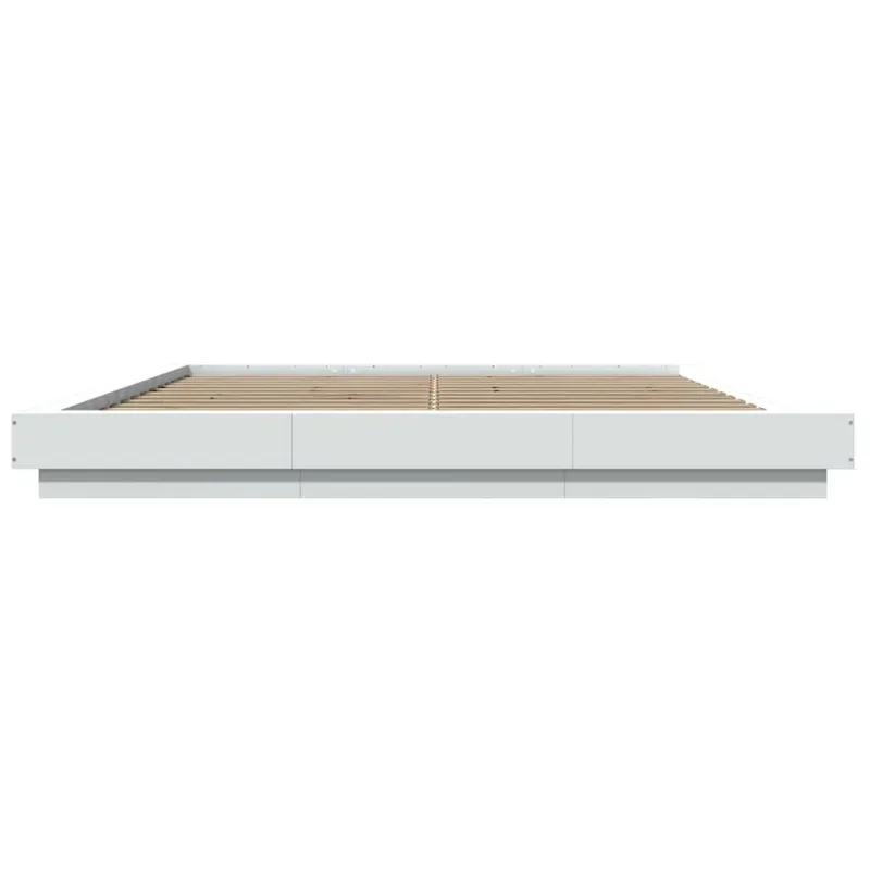 Lovos rėmas su LED, baltas, 180x200cm, apdirbta mediena
