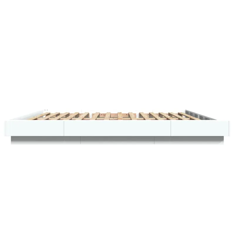 Lovos rėmas su LED, baltas, 180x200cm, apdirbta mediena