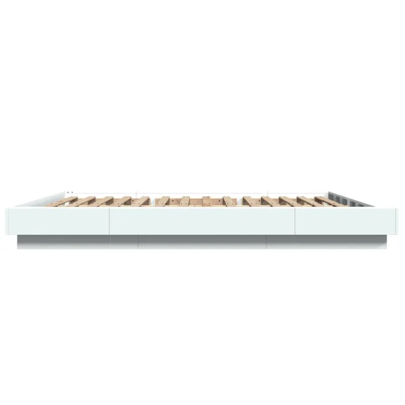 Lovos rėmas su LED, baltas, 150x200cm, apdirbta mediena