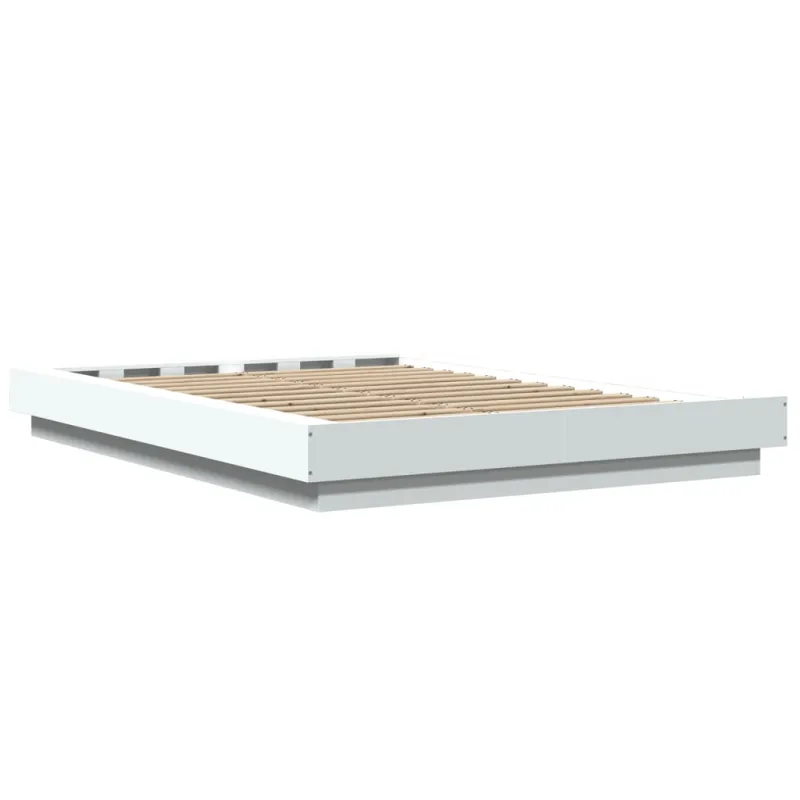 Lovos rėmas su LED, baltas, 120x200cm, apdirbta mediena
