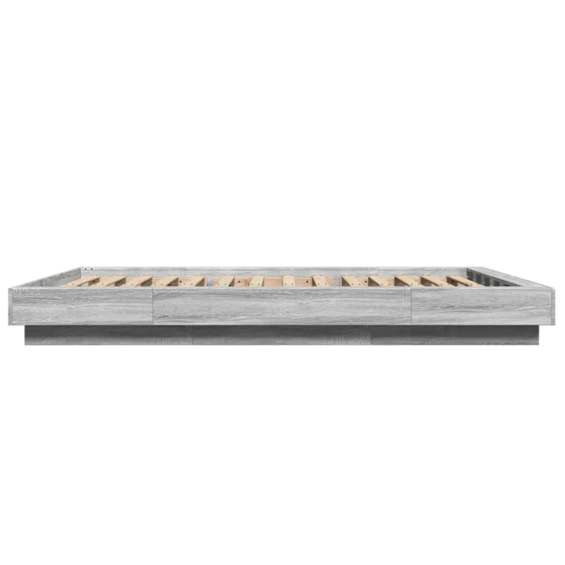 Lovos rėmas su LED, pilkas ąžuolo, 120x200cm, apdirbta mediena
