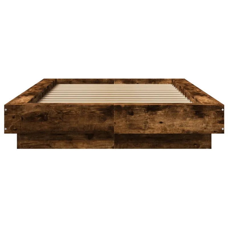 Lovos rėmas su LED, dūminio ąžuolo, 100x200cm, apdirbta mediena