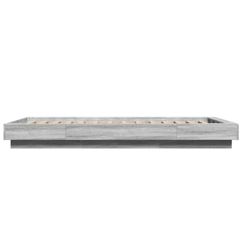 Lovos rėmas su LED, pilkas ąžuolo, 100x200cm, apdirbta mediena