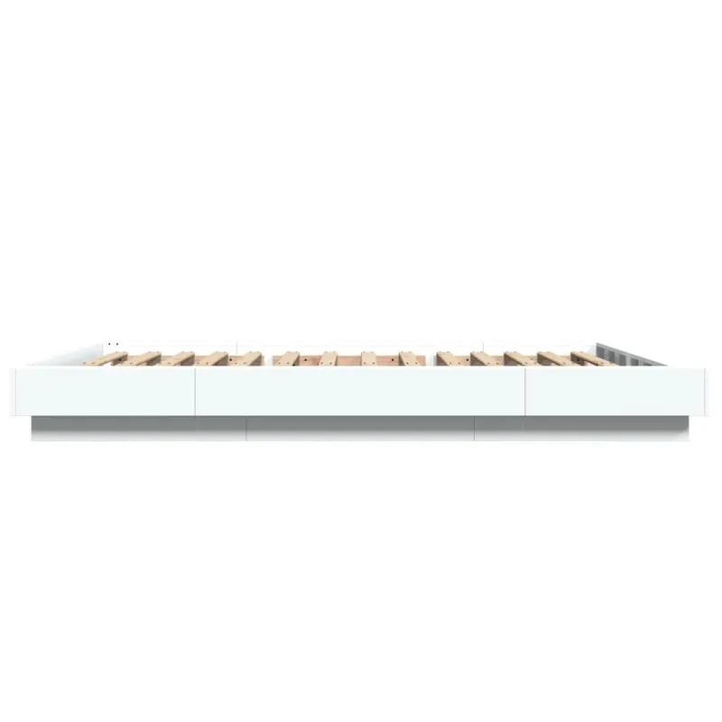 Lovos rėmas su LED, baltas, 135x190cm, apdirbta mediena