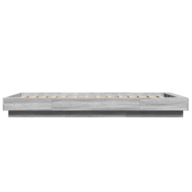Lovos rėmas su LED, pilkas ąžuolo, 90x190cm, apdirbta mediena