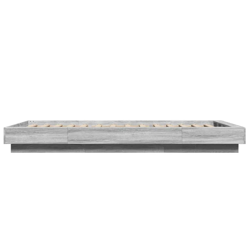 Lovos rėmas su LED, pilkas ąžuolo, 75x190cm, apdirbta mediena