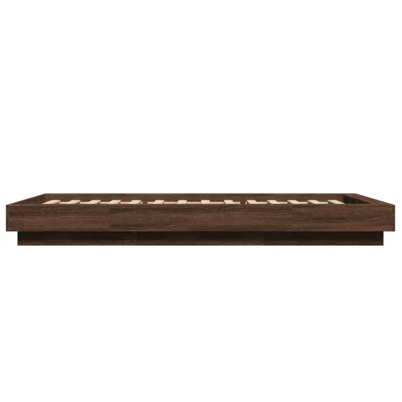 Lovos rėmas su LED, rudas ąžuolo, 75x190cm, apdirbta mediena