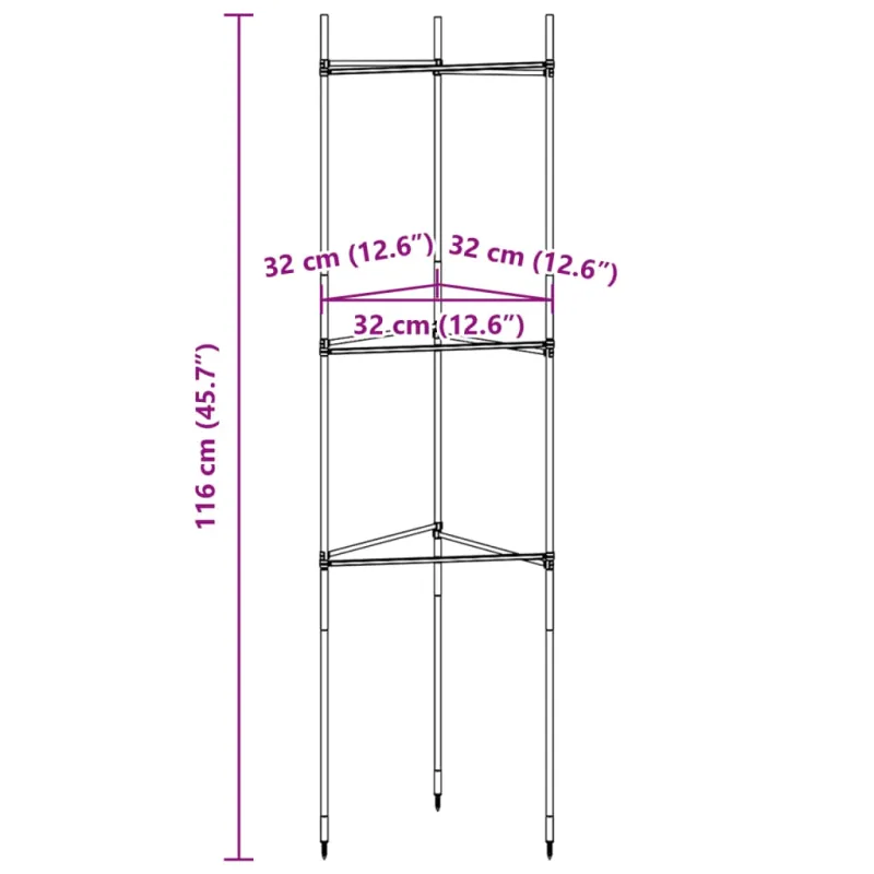 Pomidorų narvai, 8vnt., 116 cm Plienas ir PP