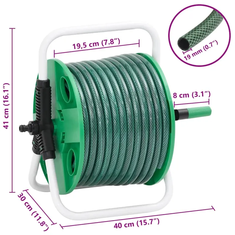 Žarnos ritė su tvirtinimo detalėmis, žalia, 0,75", 20m, PVC