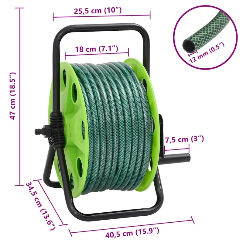 Žarnos ritė su tvirtinimo detalėmis, žalia, 0,5", 30m, PVC