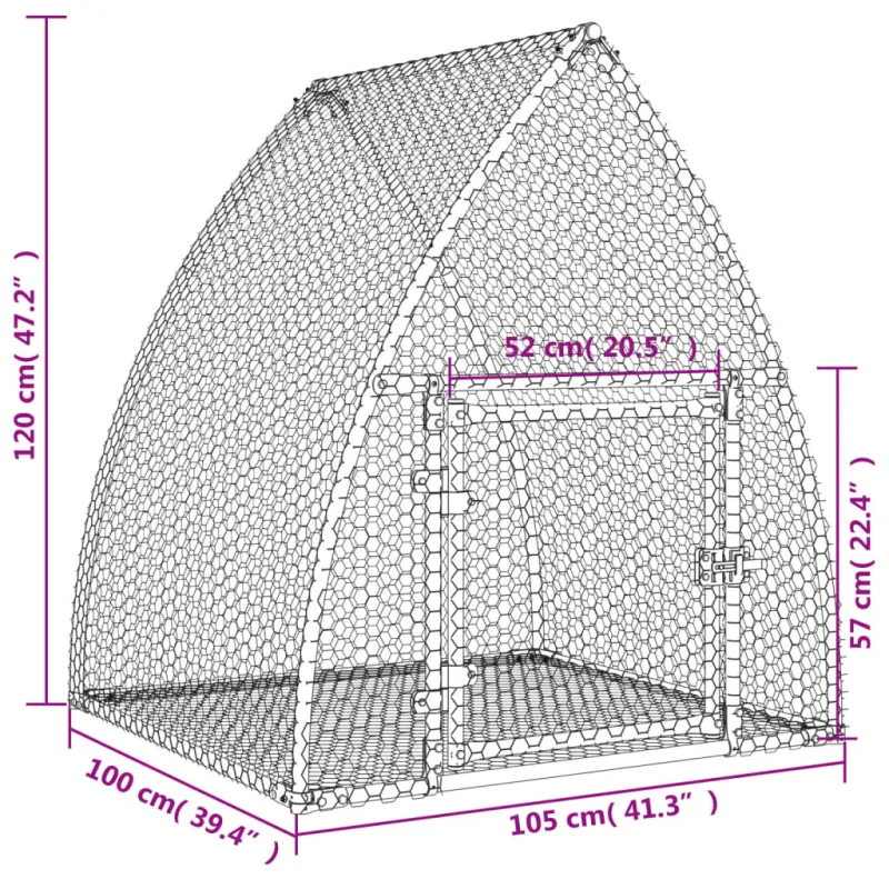 Narvelis triušiams, sidabrinis, 105x100x120cm, plienas