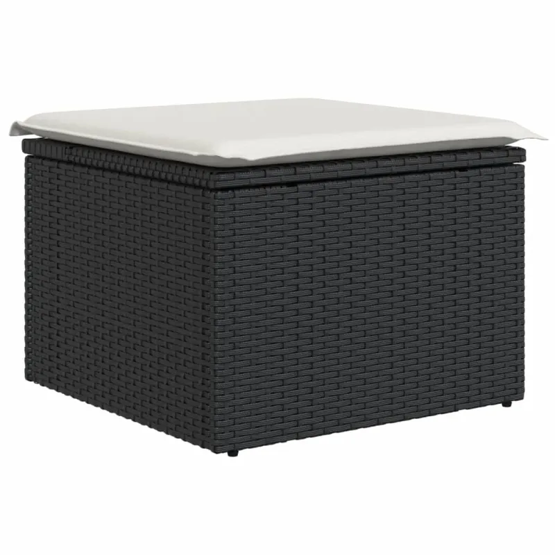 Sofos komplekti, 13 osaa, musta, polyrattana, tyynyineen