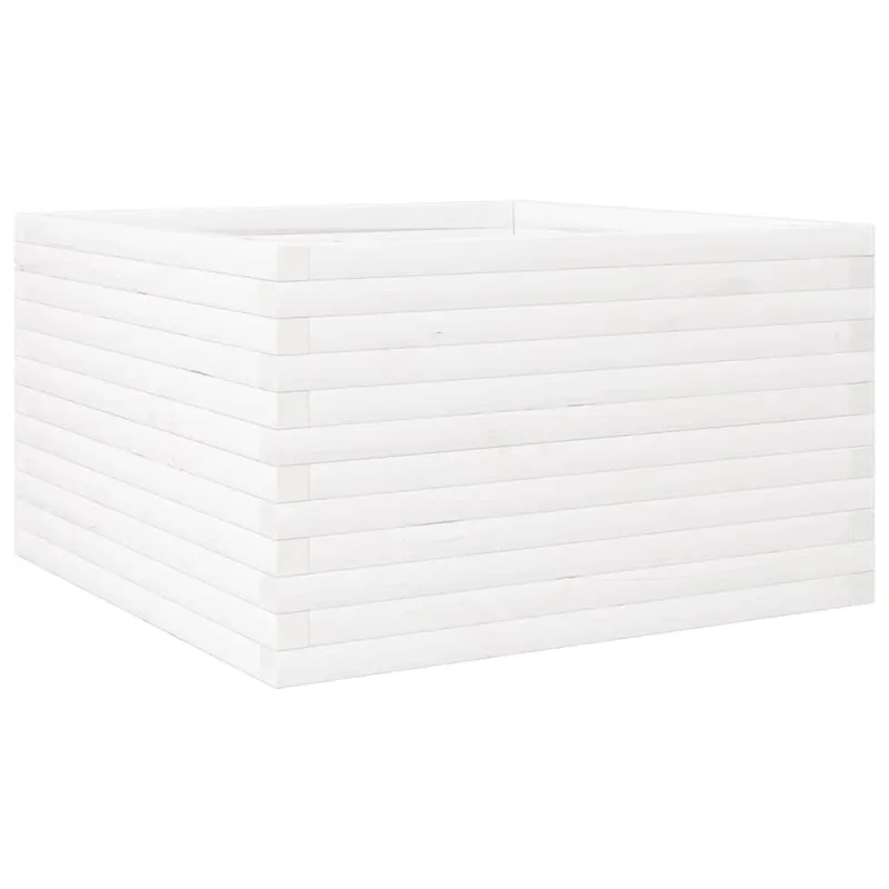 Sodo lovelis, baltas, 80x80x46cm, pušies medienos masyvas