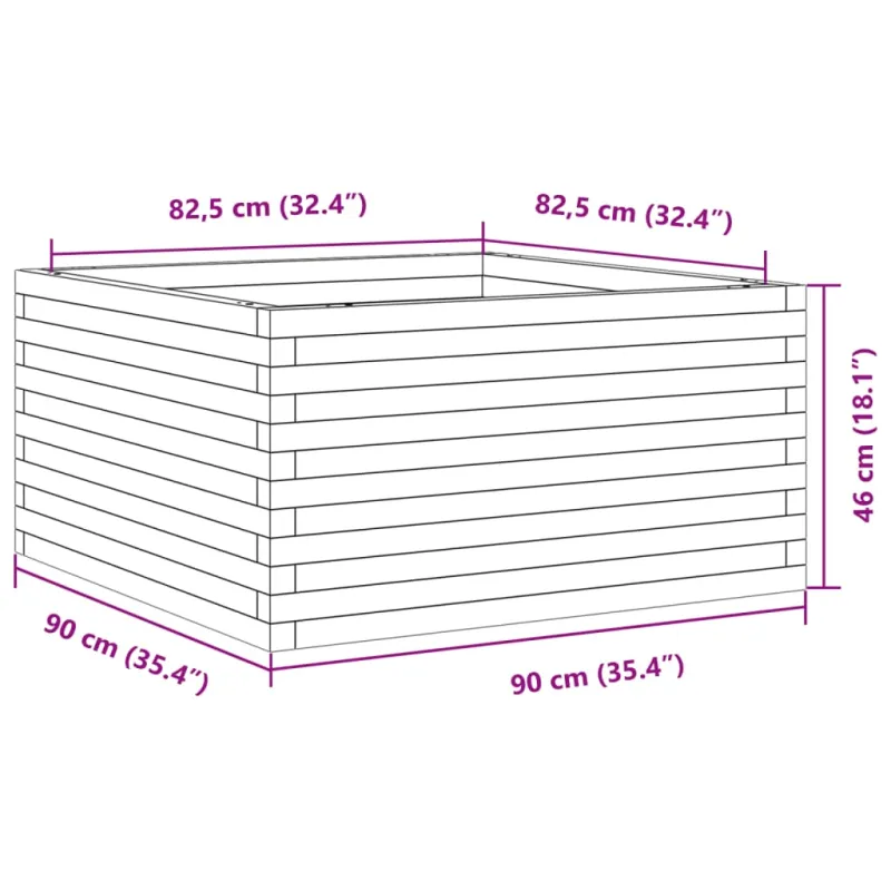 Sodo lovelis, baltas, 90x90x46cm, pušies medienos masyvas