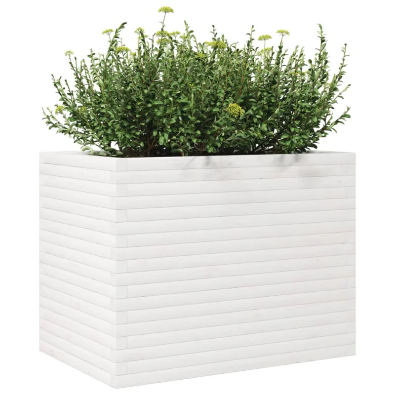 Sodo lovelis, baltas, 90x60x68,5cm, pušies medienos masyvas
