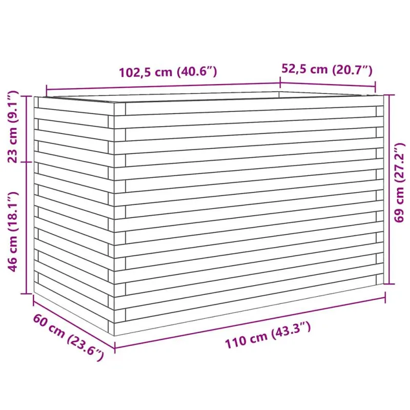 Sodo lovelis, baltas, 110x60x68,5cm, pušies medienos masyvas