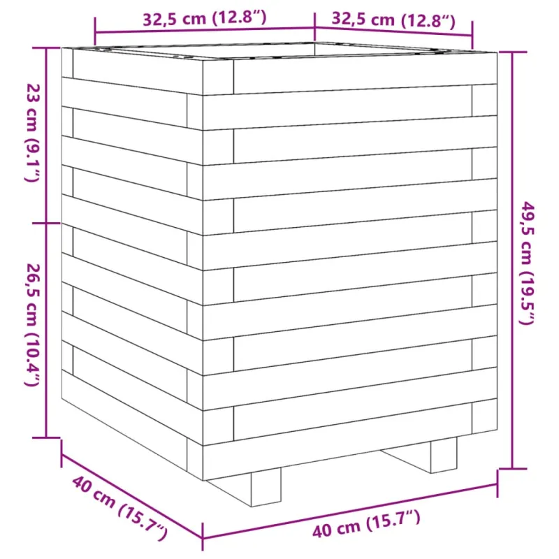 Sodo lovelis, 40x40x49,5cm, impregnuota pušies mediena