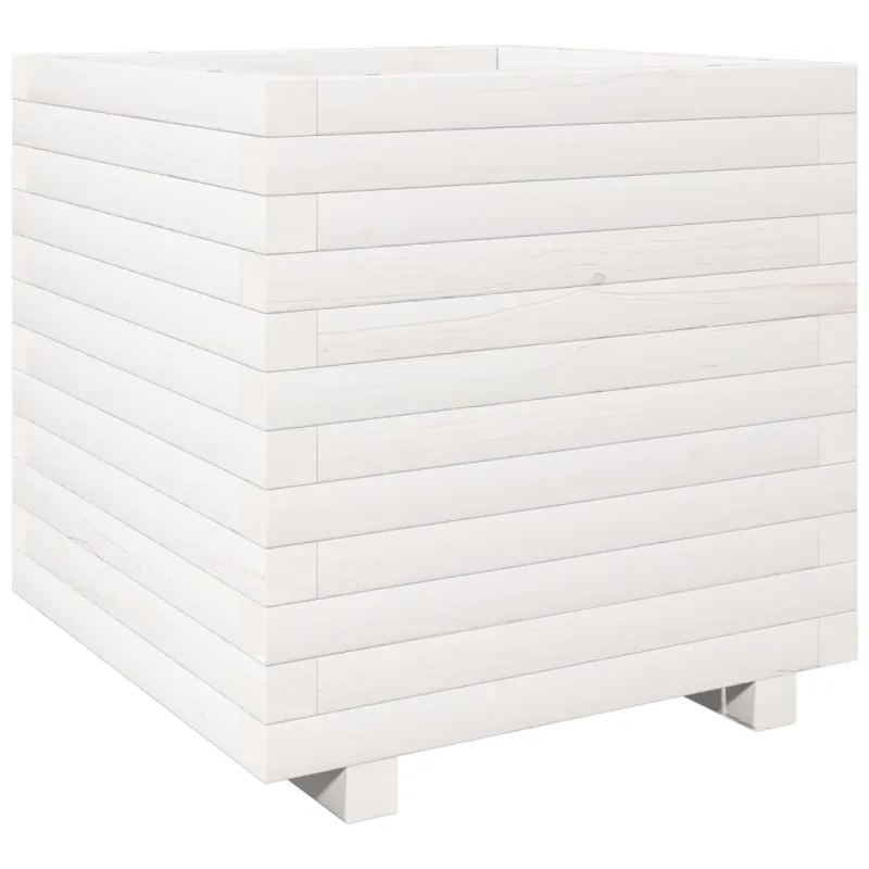 Sodo lovelis, baltas, 50x50x49,5cm, pušies medienos masyvas
