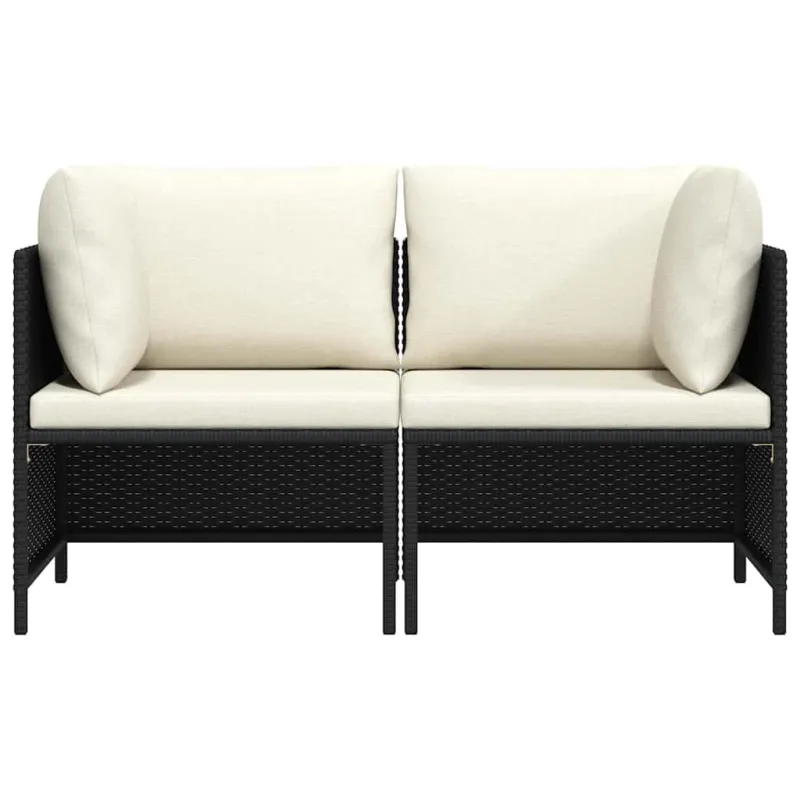 Dvivietė sodo sofa su pagalvėlėmis, juodos spalvos, poliratanas