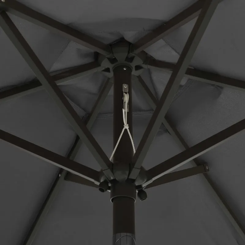 Sodo skėtis nuo saulės su LED, antracito, 200x211cm, aliuminis