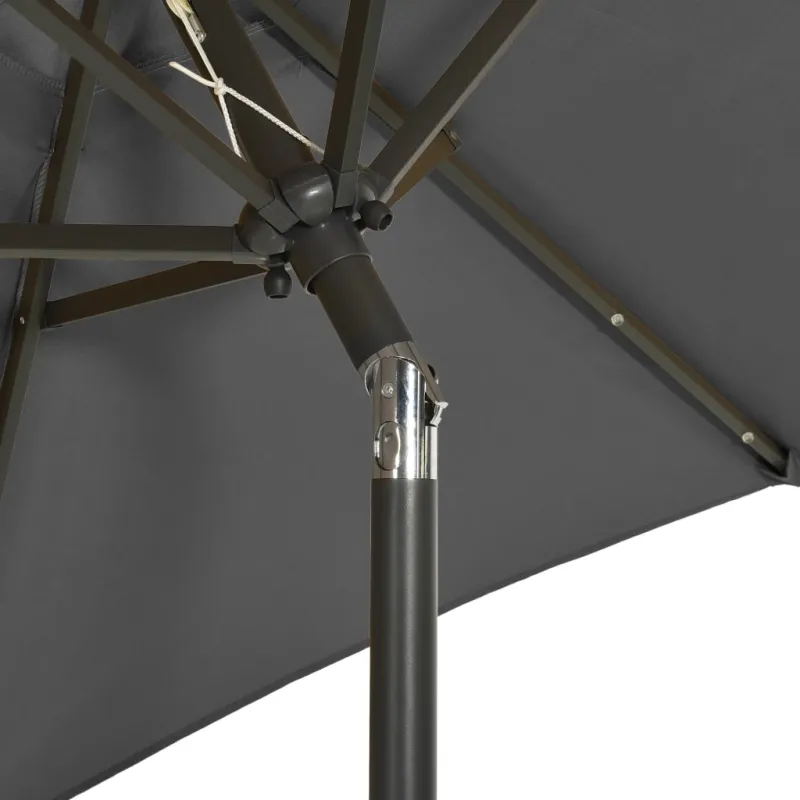 Sodo skėtis nuo saulės su LED, antracito, 200x211cm, aliuminis