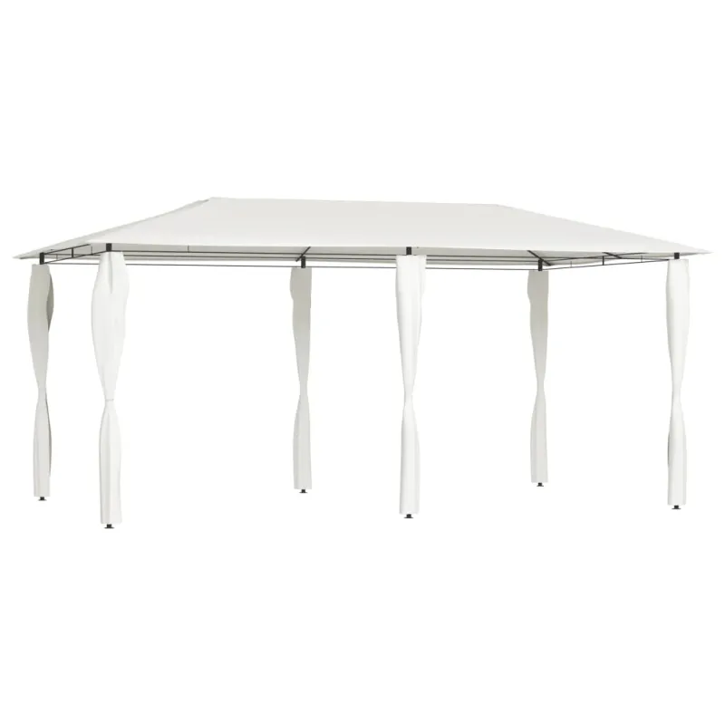 Pavėsinė su stulpų uždangalais, kreminė, 2,98x5,3x2,59m 160g/m²