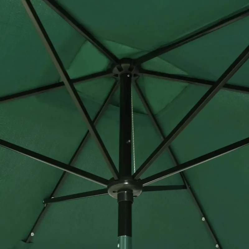 Sodo skėtis nuo saulės su LED ir plieniniu stulpu, žalias, 2x3m