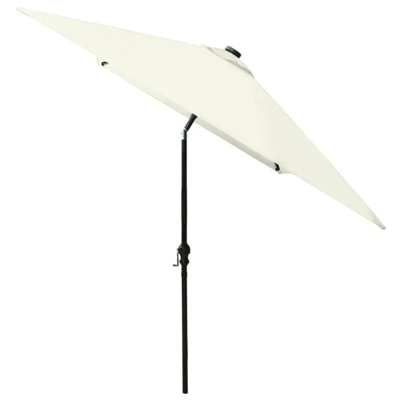 Sodo skėtis nuo saulės su LED ir plieniniu stulpu, smėlio, 2x3m