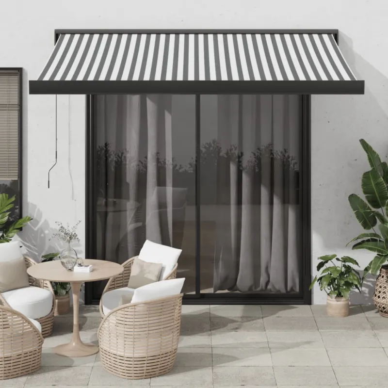 Ištraukiama markizė, antracito/balta, 3,5x2,5m, audinys