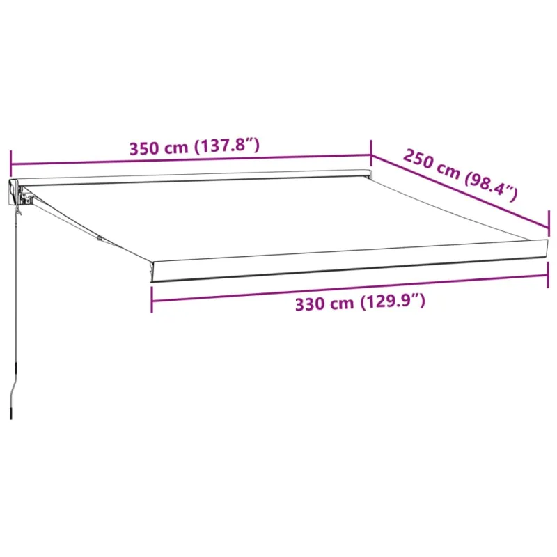 Ištraukiama markizė, antracito/balta, 3,5x2,5m, audinys