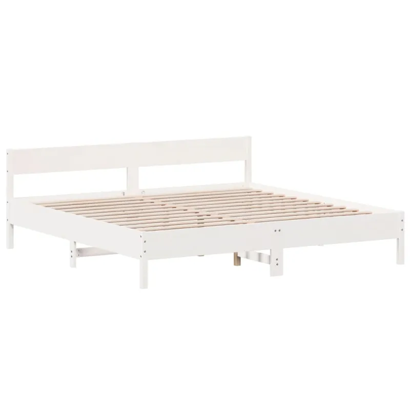 Lovos rėmas be čiužinio, baltas, 200x200cm, pušies masyvas