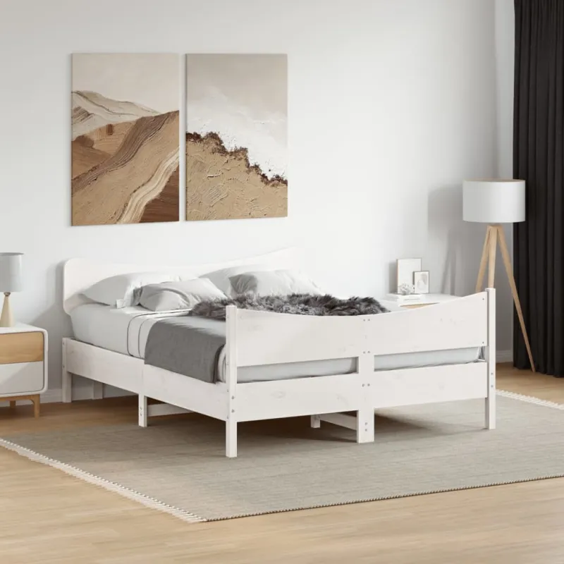 Lovos rėmas be čiužinio, baltas, 140x200cm, pušies masyvas